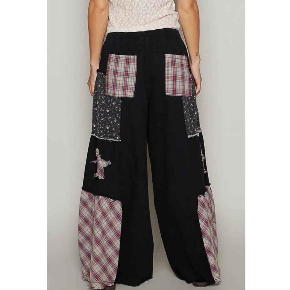 POL Drawstring Star Patch Contrast Wide Leg Pants New Size Medium - Picture 4 of 6